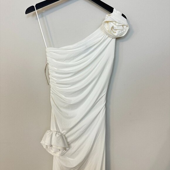 BARDOT Lilita Rosette One-Shoulder Stretch Jersey Midi Dress in Orchid White XS - Picture 4 of 16